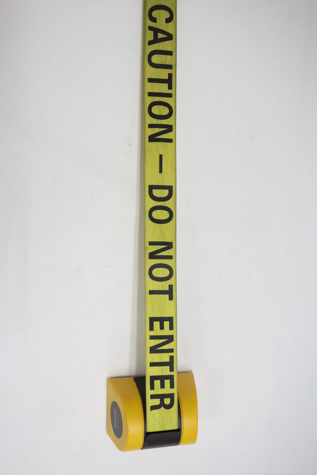 Uline 15' Magnetic Retractable Belt Barrier - Yellow "Caution Do Not Enter" Used