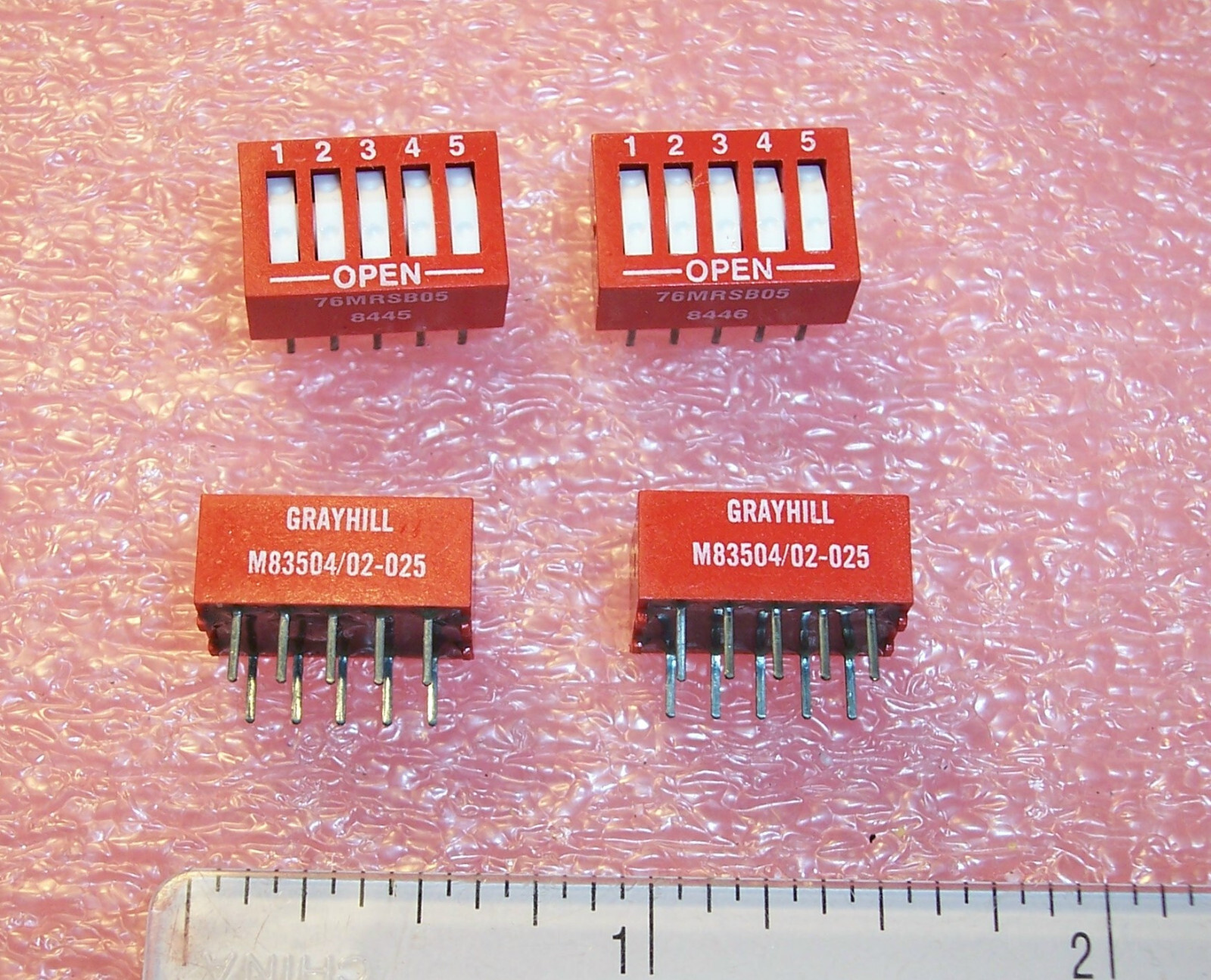 QTY (18) M83504/02-025 GRAYHILL 5 POSITION MIL-SPEC RECESSED DIP SWITCH 76MRSB05