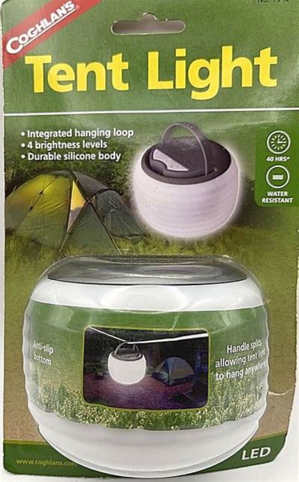 Coghlan's LED Tent Light 1540 Water Resistant Silicone 4 Brightness Hanging Loop