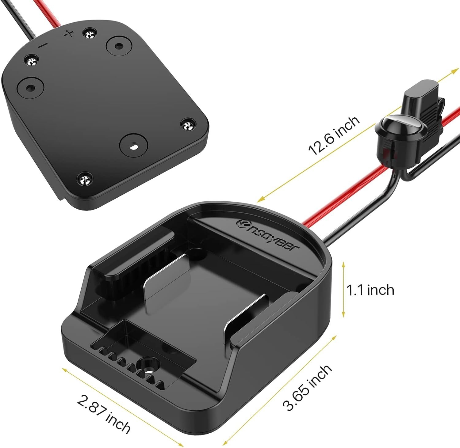 Power Wheel Adapter with Fuse Switch 18V Lithium Battery Connector 12 Gauge