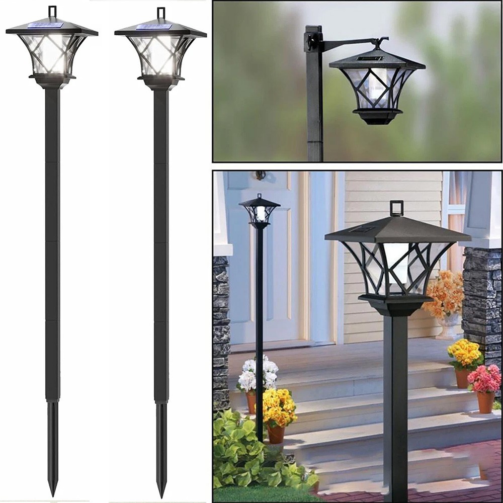 2Pack LED Solar light Post Outdoor 59''Garden Yard Landscape Floor Lamp W/Pole