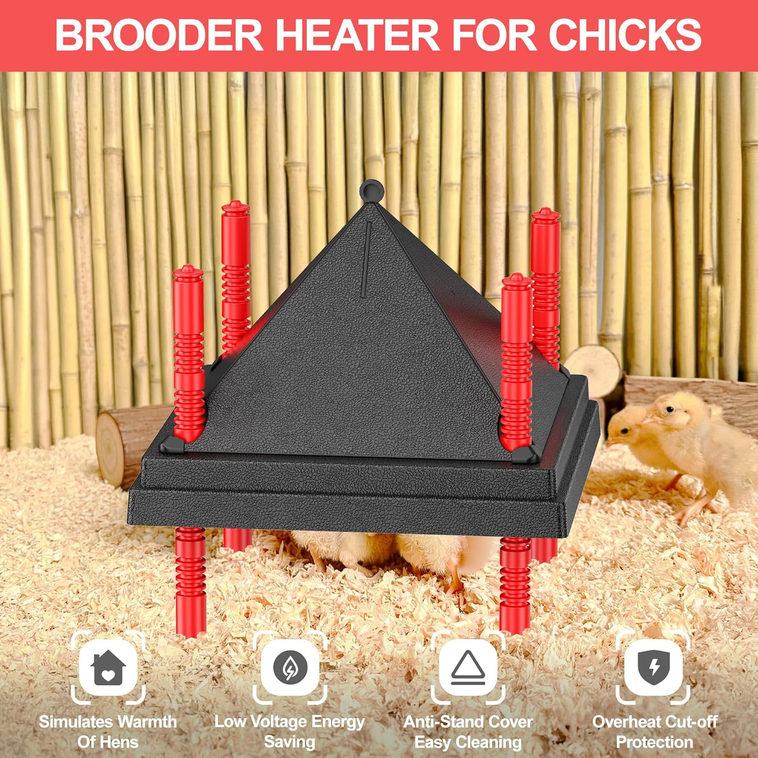 Chick Brooder Heating Plate with Anti Stand Cone, Adjustable Height Brooder Heat