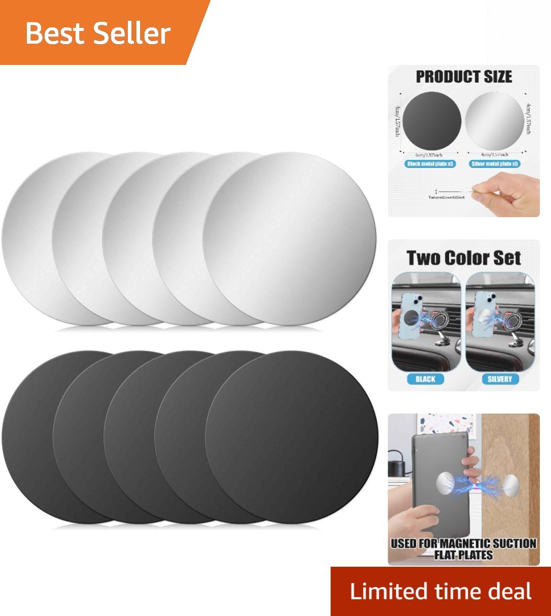 10 Pcs Adhesive Ultra-Thin Metal Plates for Magnetic Phone Mounts - Secure Hold