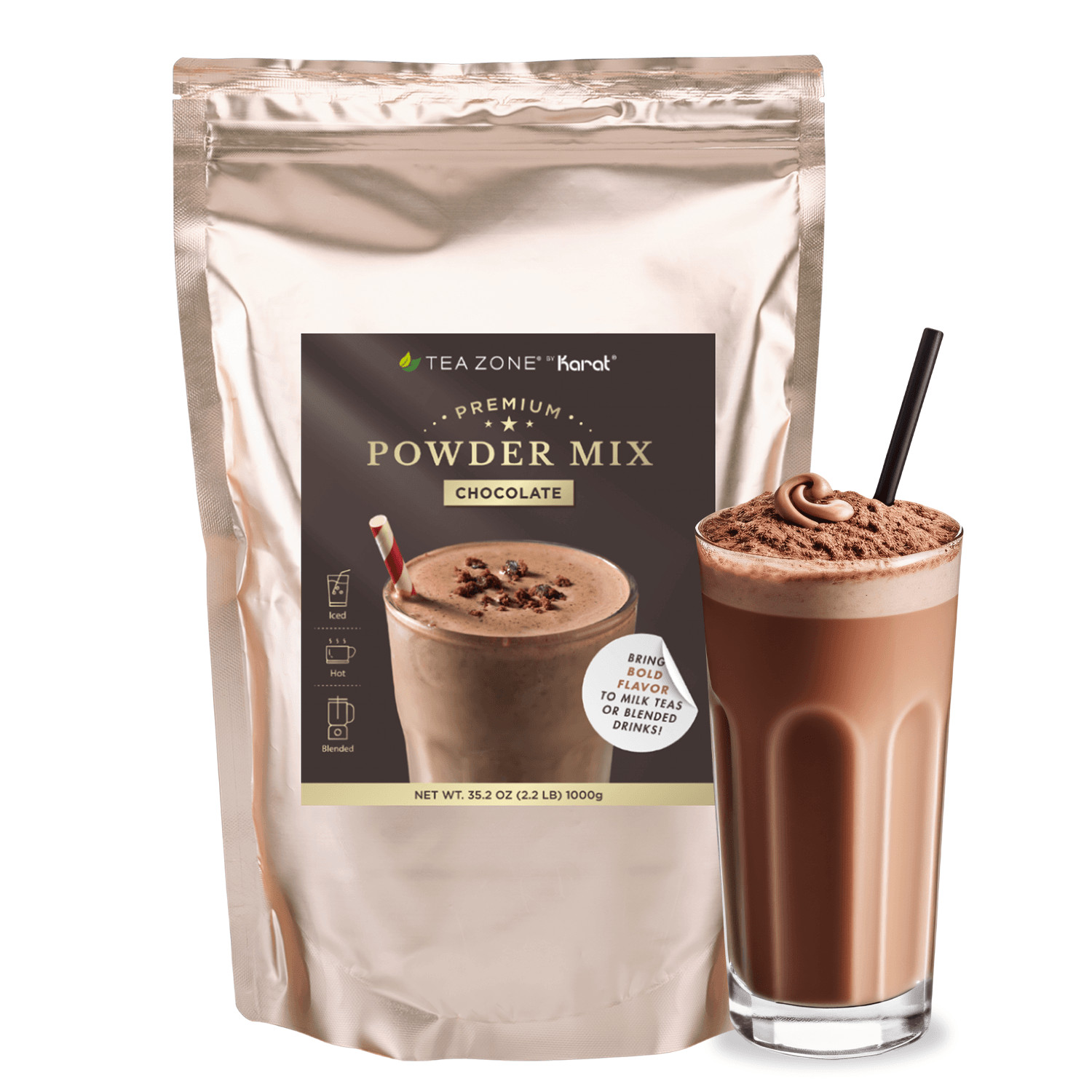 Tea Zone Chocolate Powder (2.2 lbs, P1005) for Chocolate Milk/Boba Tea/Smoothies