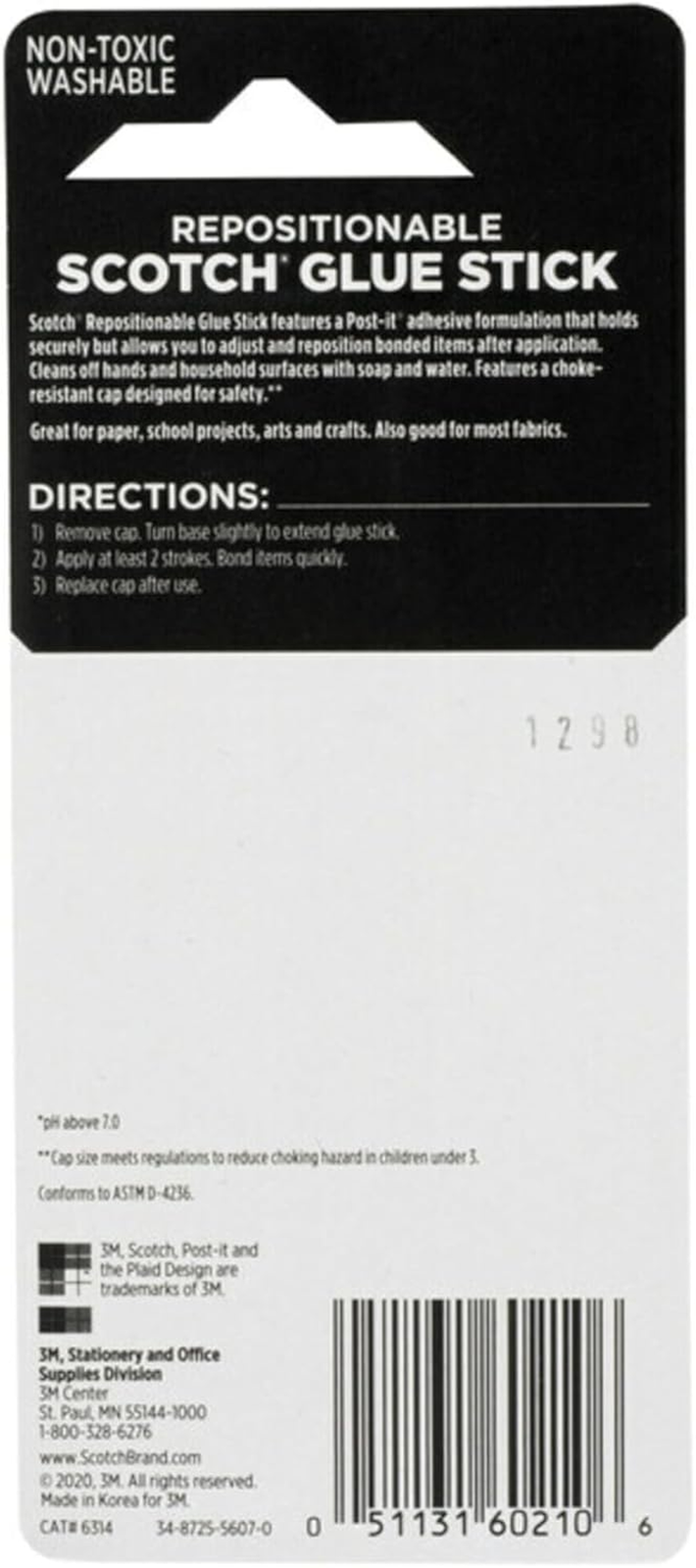 Removable Restickable Glue Stick.49Oz, Repositionable Stick (3-Pack)