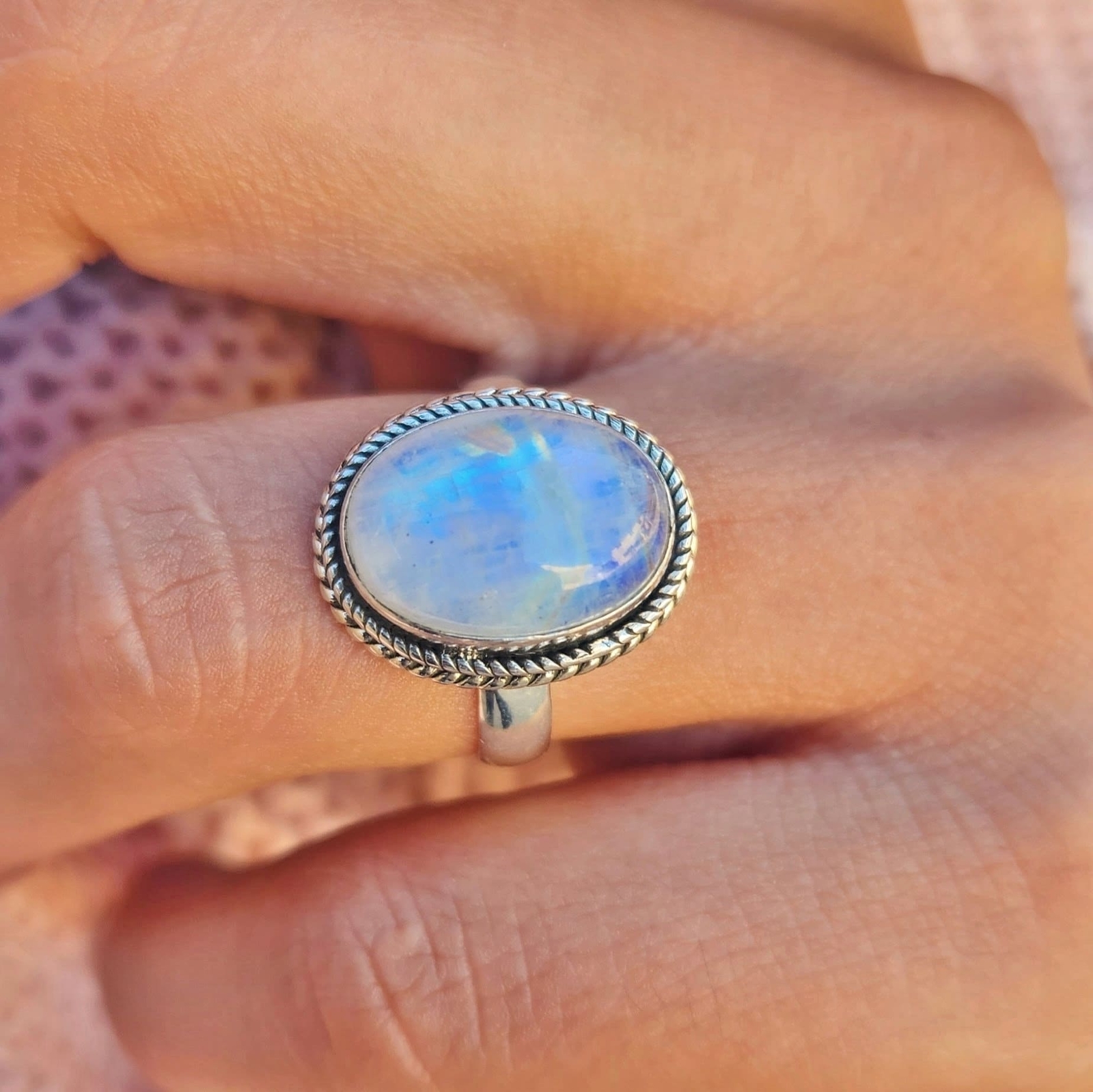 Genuine Moonstone Ring 925 Sterling Silver Statement Ring Ships From USA