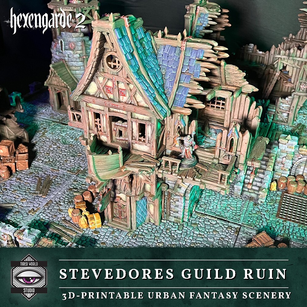Hexengarde Stevedore's Guild Ruin 28-32mm Scale Building for D&D, RPG, Mordheim