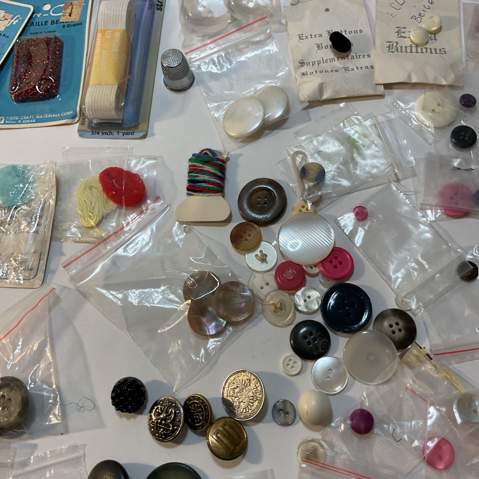 Misc. VTG Sewing Items Lot Buttons, Snaps, Sequins, Barbie Clothes booklets