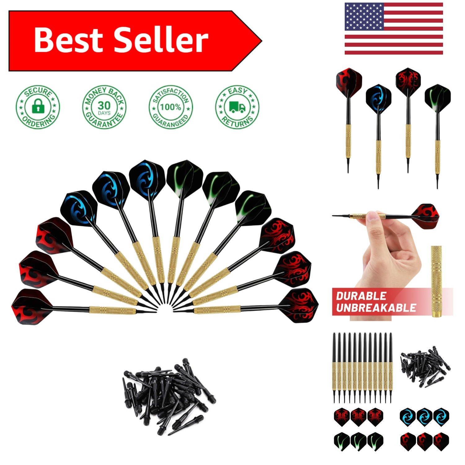 Colorful 12-Piece Soft Tip Dart Set with Replacement Tips for Fun Competitions
