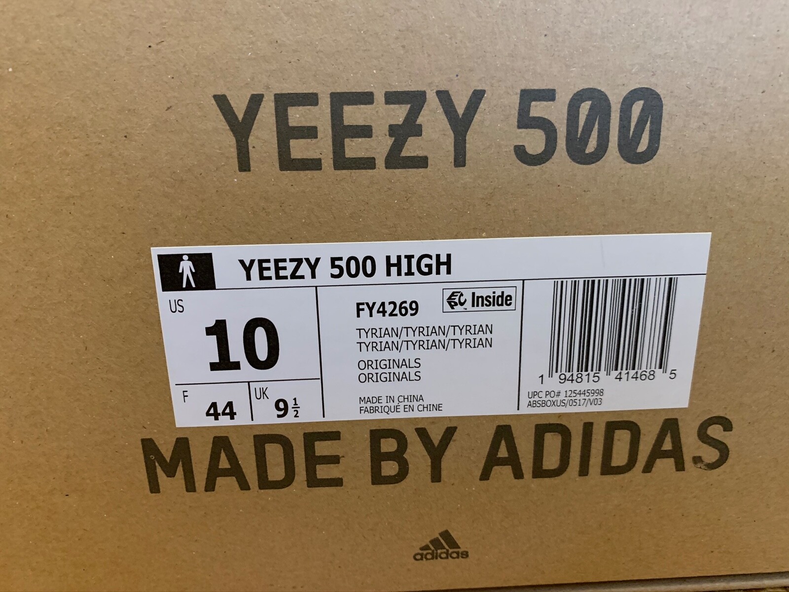 Authentic Adidas YEEZY 500 HIGH, FY4269, Tyrian, Size 10, Brand New in Box