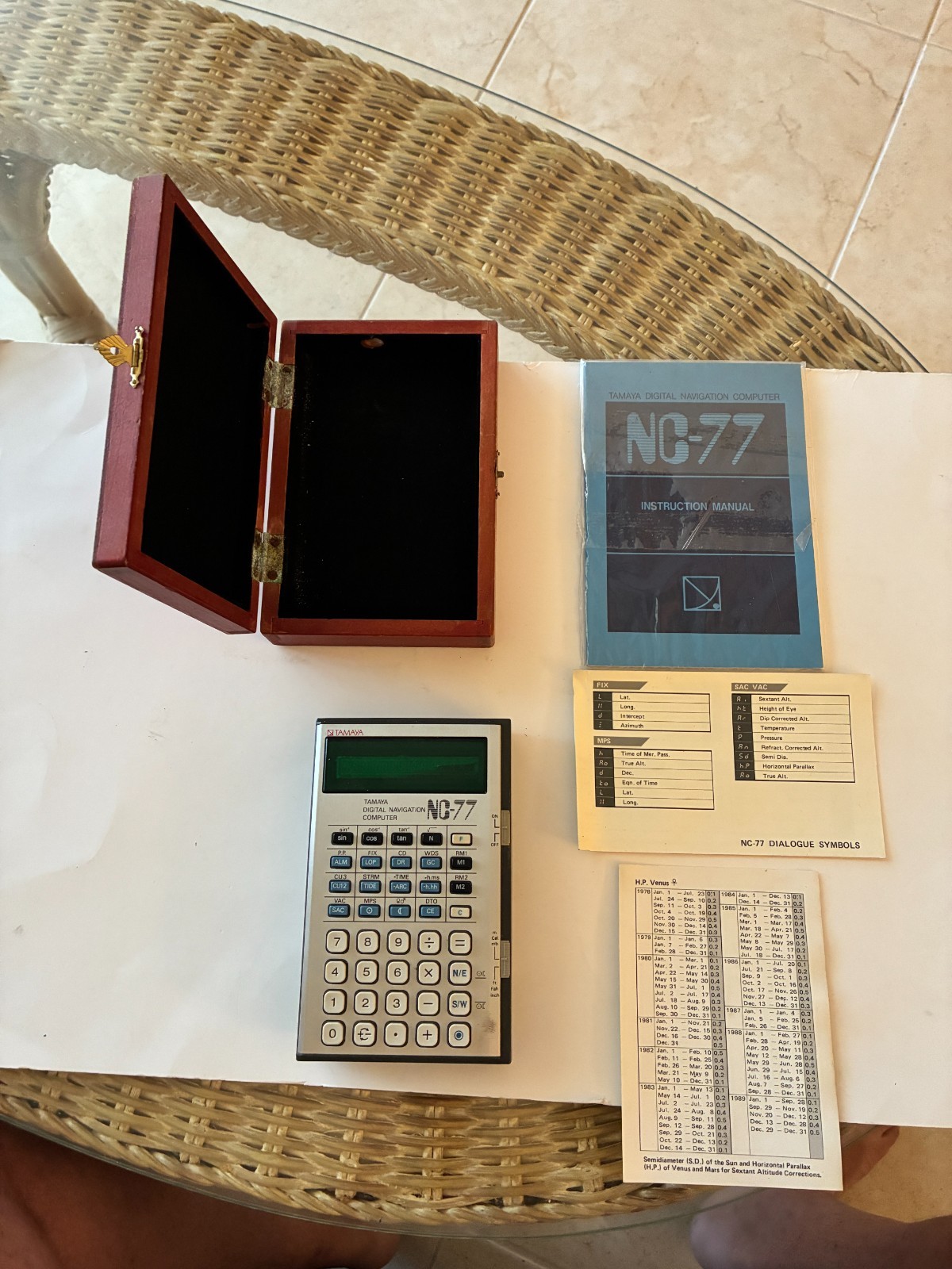 Vintage Tamaya NC-77 Digital Navigation Computer, Org Wood Case. Untested. READ