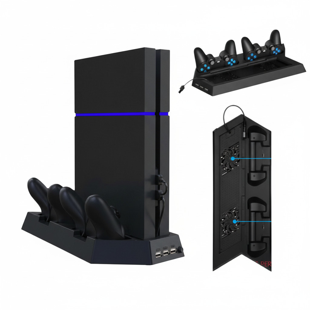 PS4 Cooling Station Vertical Stand 2 Controller Charging Dock For PlayStation 4