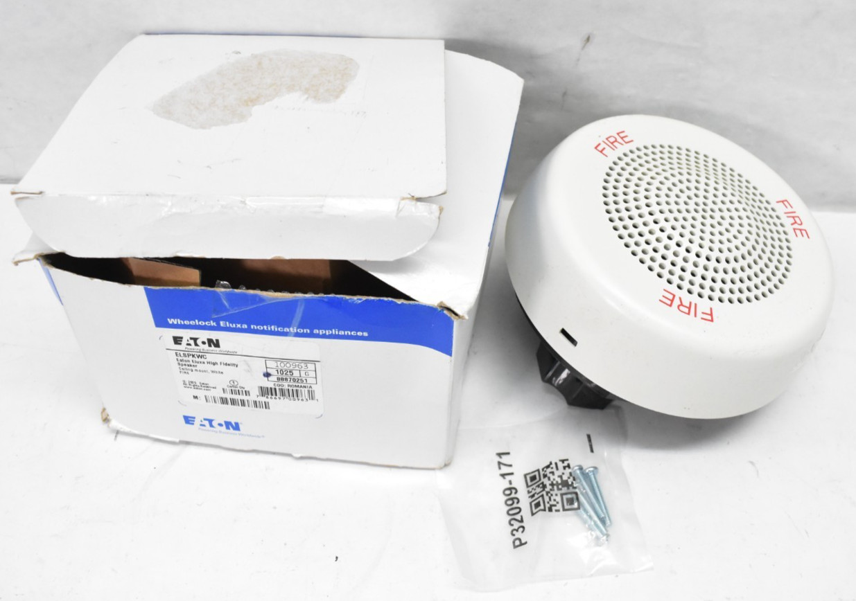 Eaton ELSPKWC-AL Eluxa WHite Ceiling HIgh Fidelity Fire Speaker Alarm/Alert