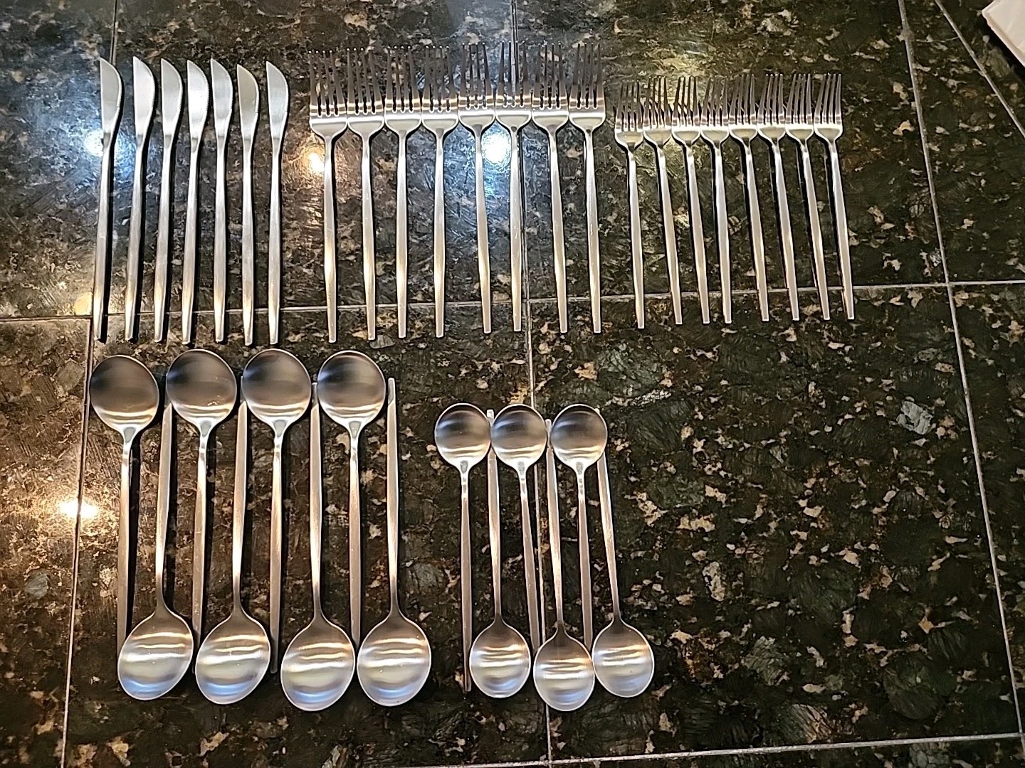 MCM Modern Stainless Flatware Set of 37 Pc.