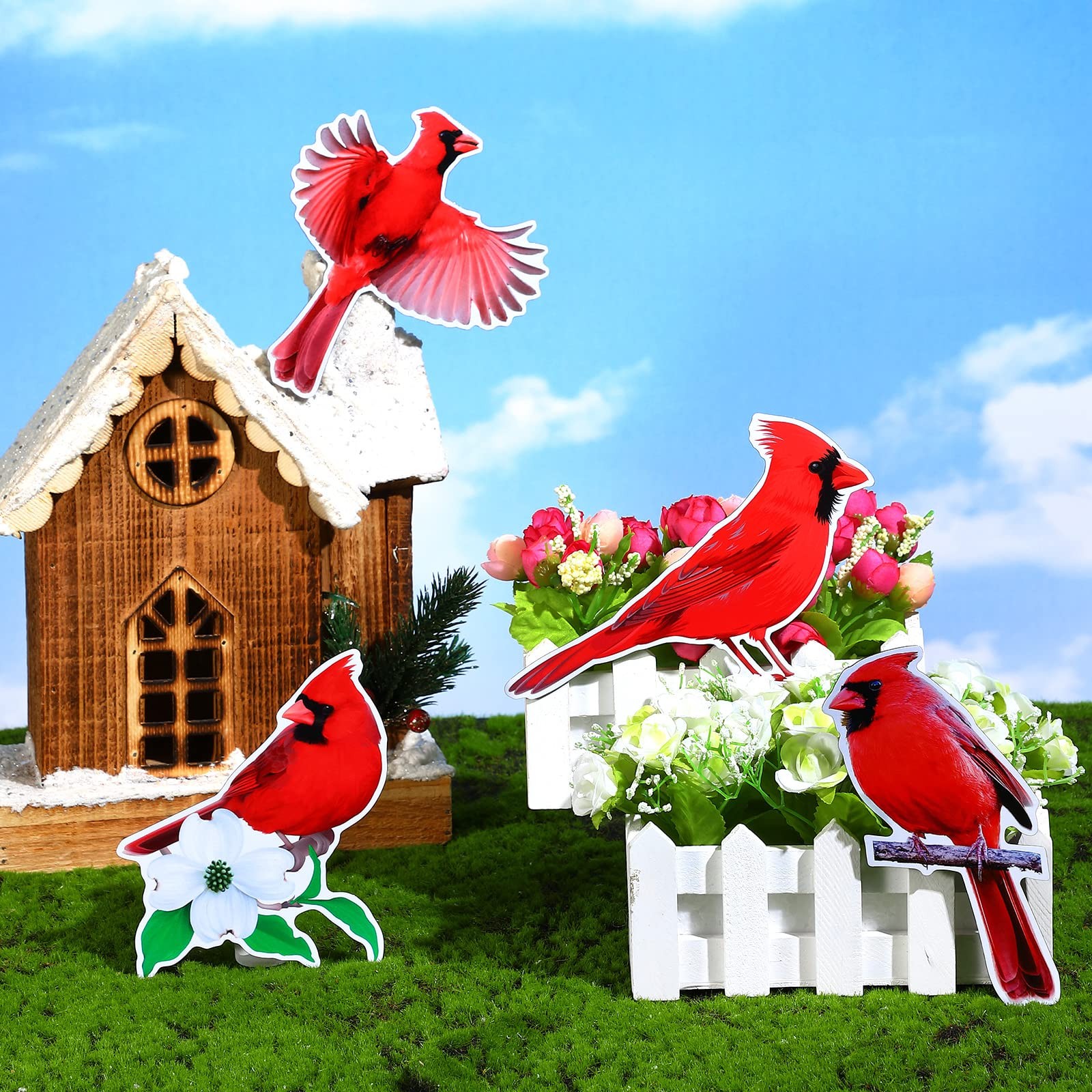 8 Pcs Cardinal Bird Screen Door Magnets Flexible Decorative Double Sided Screen