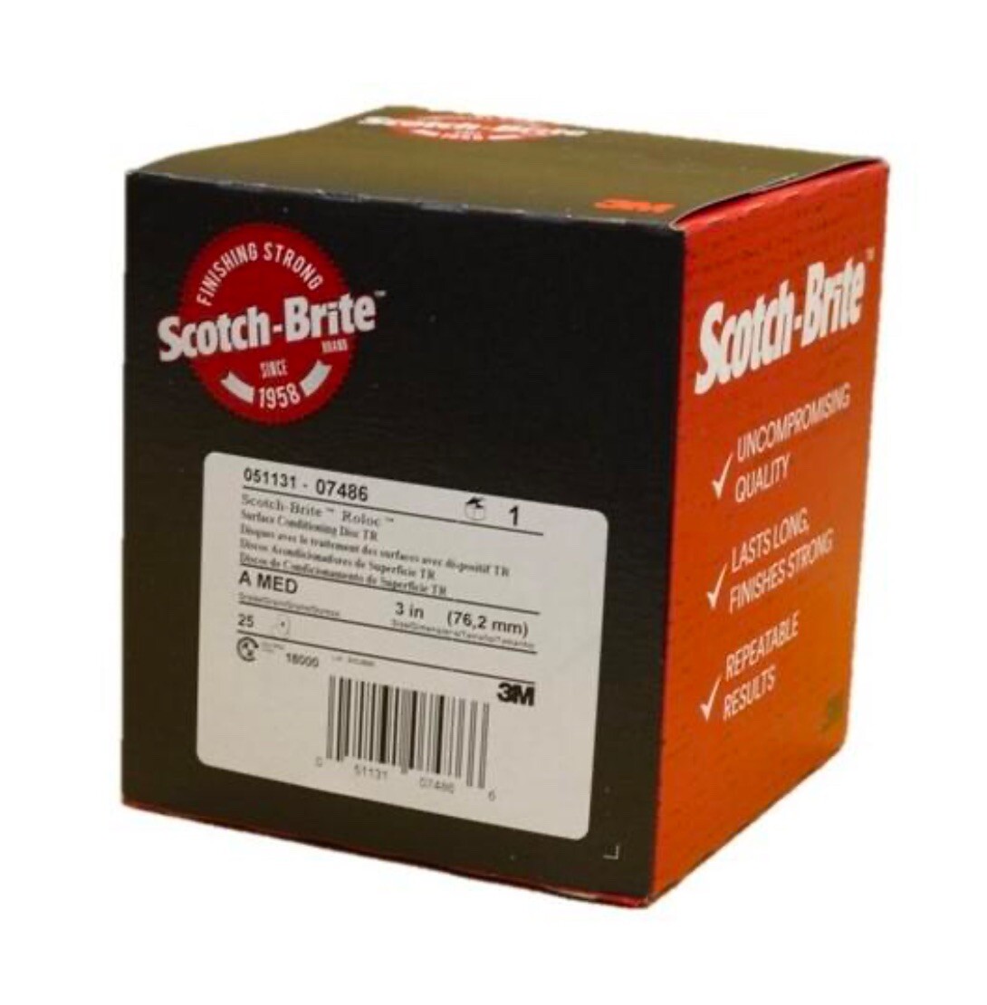 3M 07486 Scotch-Brite Roloc Surface Cond. Disc, 3" 7486 MEDIUM Grit-NEWEST STOCK