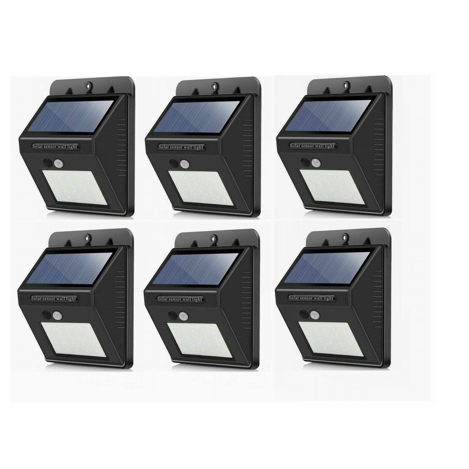 6 Outdoor 20LED Solar Wall Lights Power PIR Motion Sensor Garden Yard Path Lamp