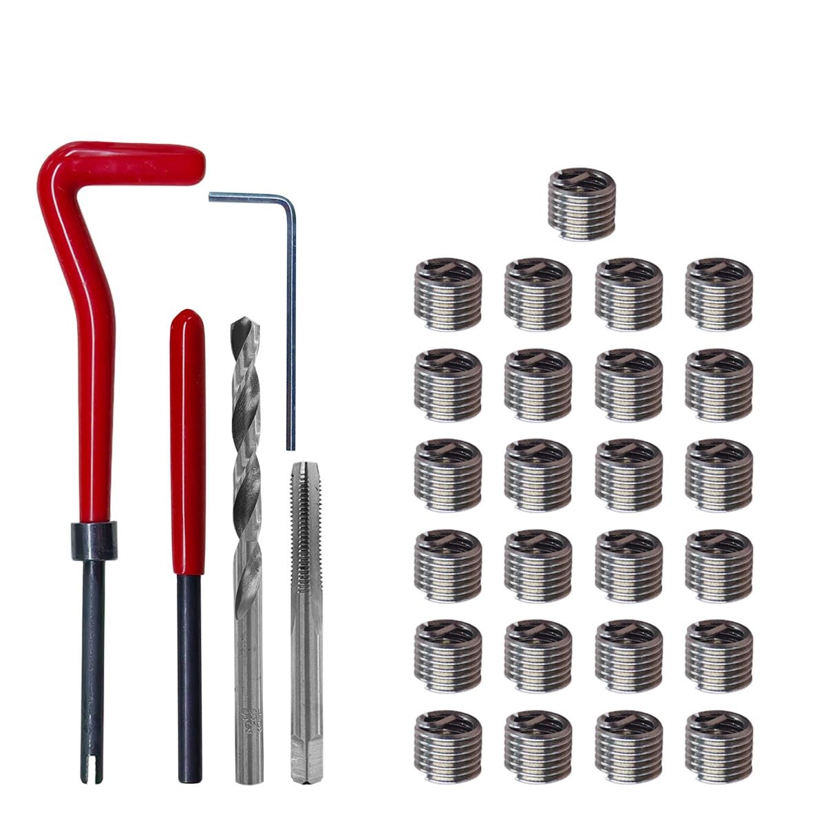 BDZMC 30PCS M6 Thread Repair Insert Kit, Metric x 1.0, Silver&Red&Black