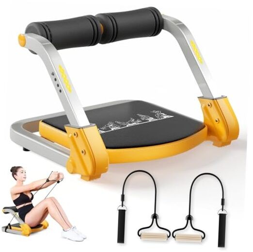 Ab Trainer/Crunch Machine, Ab Workout Equipment, 4 Adjustable Black & Orange
