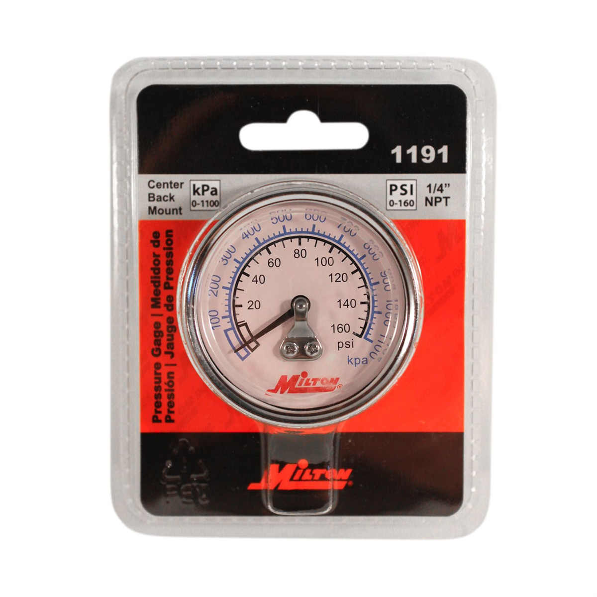 Milton 1191 1/4" NPT Pressure Gage