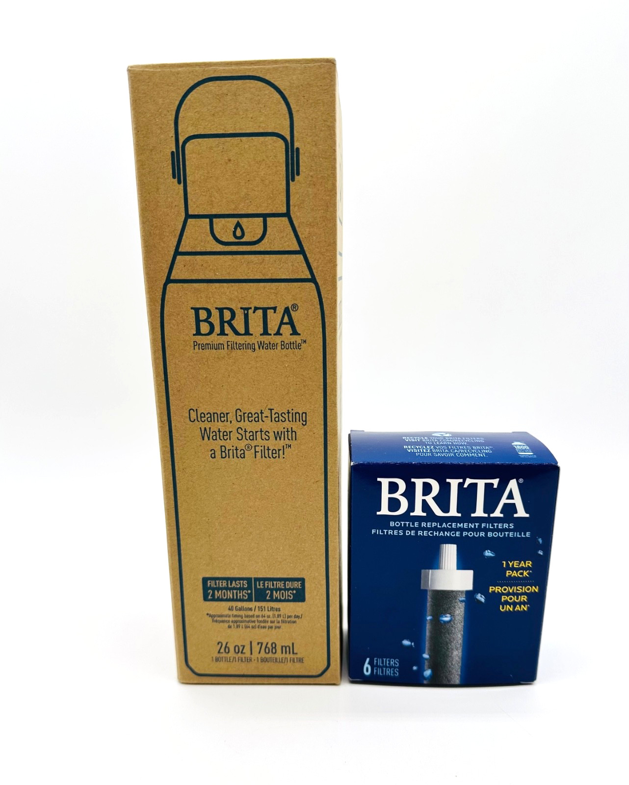 Brita Premium Filtering Water Bottle 26 oz With 6 Brita Filters