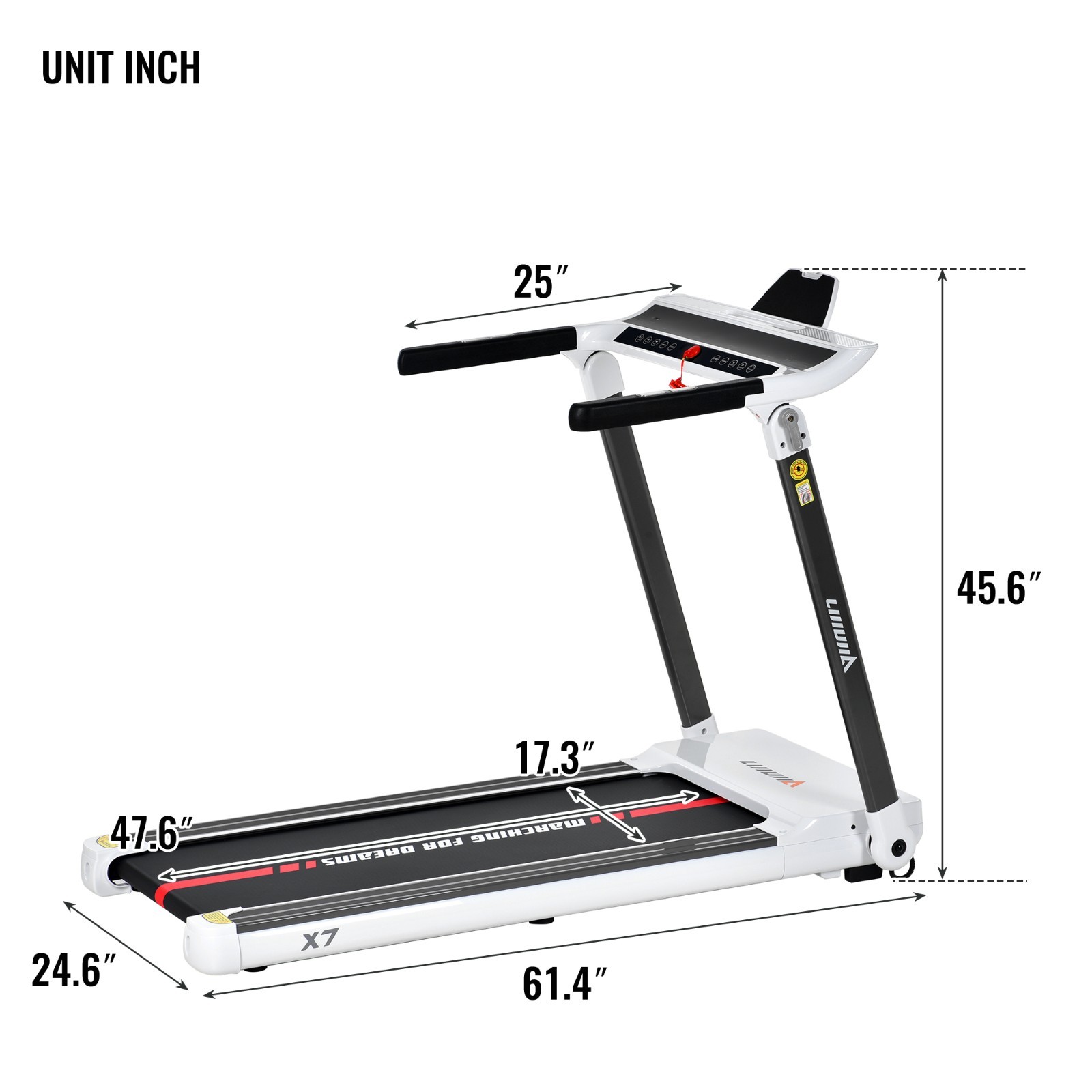 Folding 3.5HP Treadmill Compact Running Machine Adjustable Speed for Gym Home