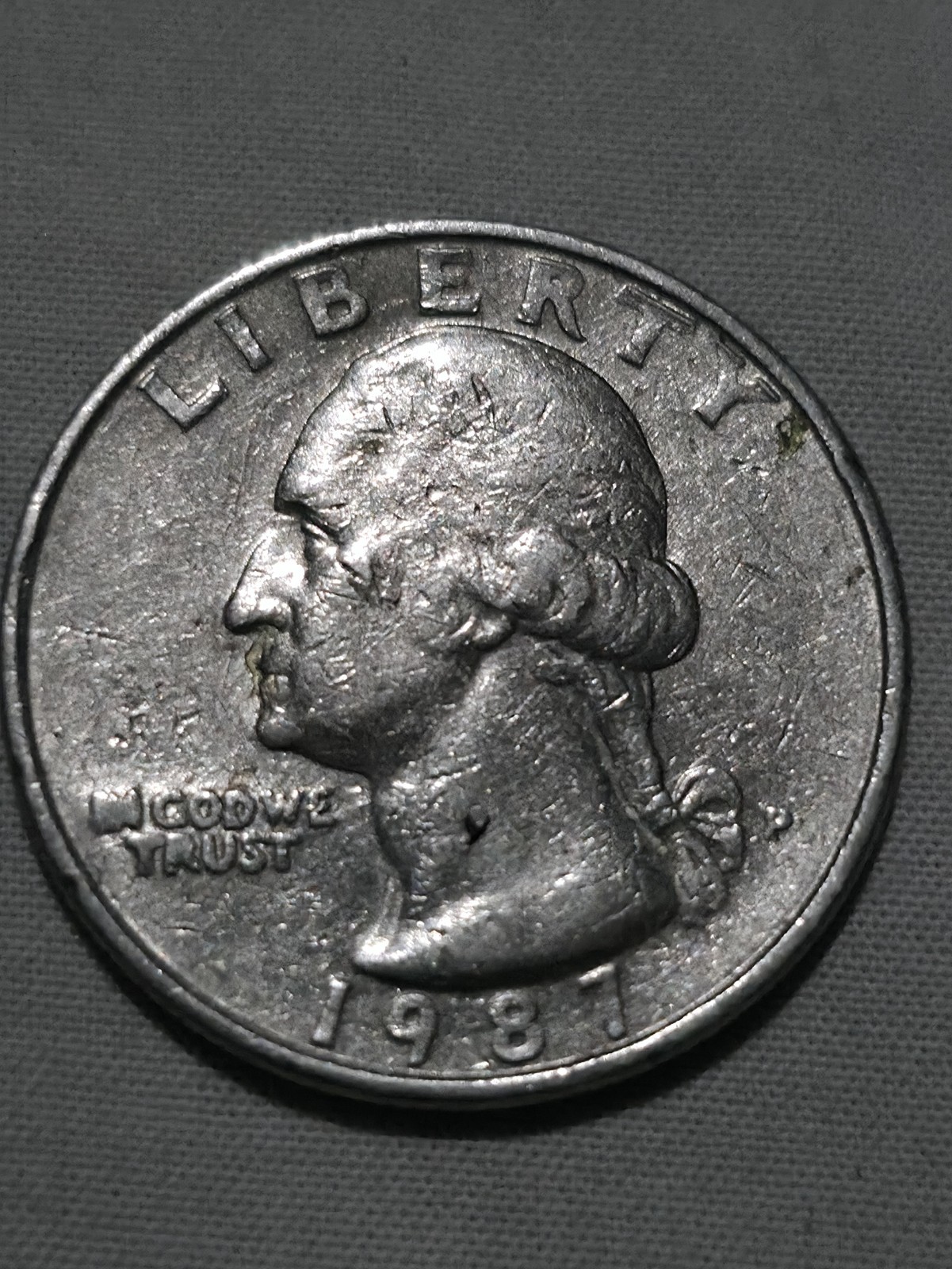1987 p Mint Mark, Washington Quarter, RARE ERROR