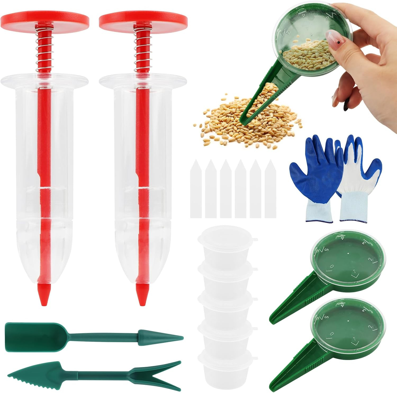 Seed Planter Tool Kit for Tiny Seeds, Hand Seed Dispenser Set with 2 Mini Seeder