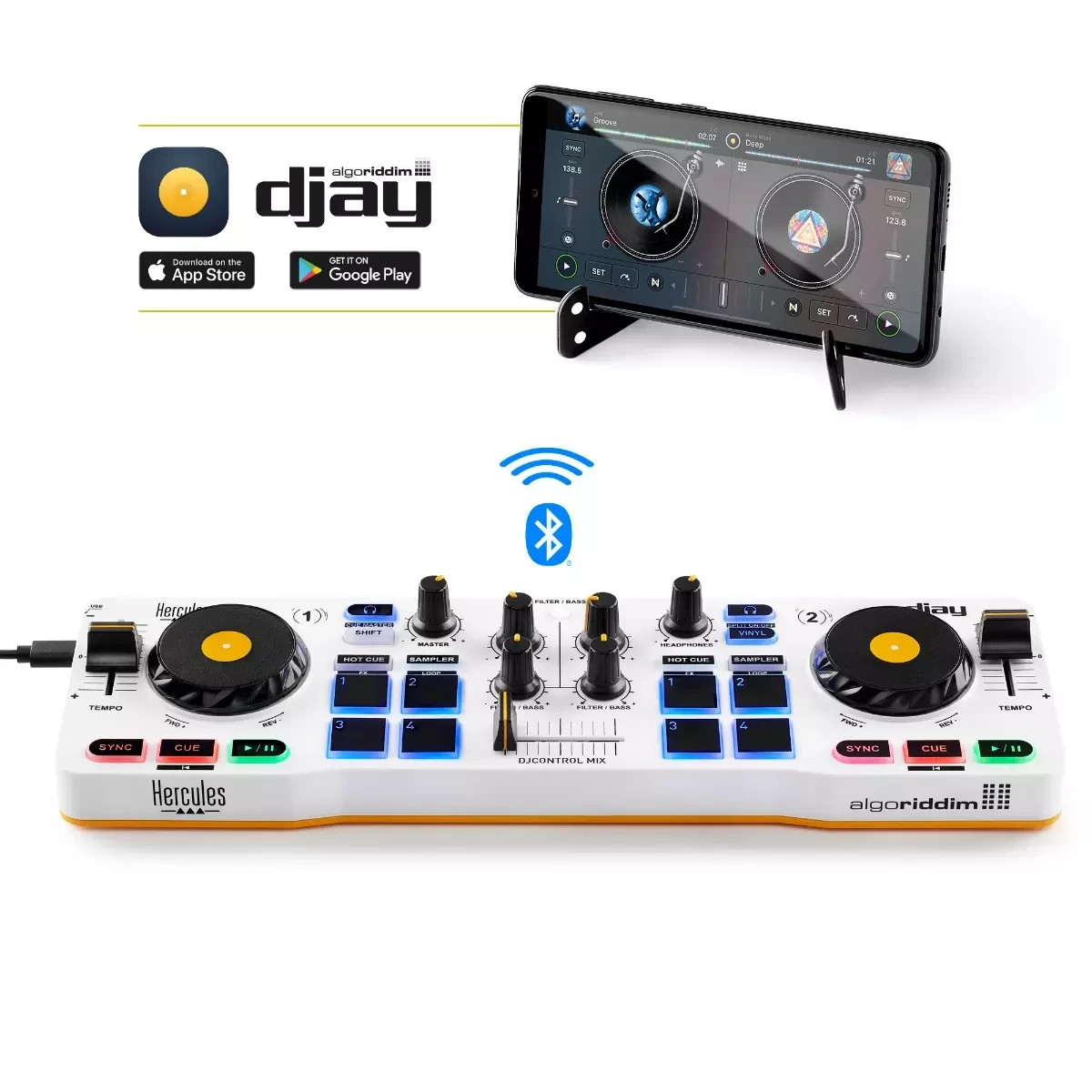 Hercules DJ Control Mix Wireless Double Deck Controller w/ Bluetooth (B-Stock)