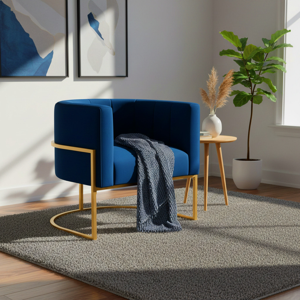 Homy Casa Huron Velvet Upholstered Accent Chair with Gold Leg