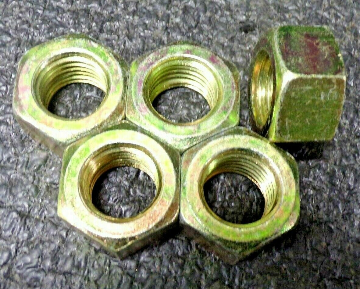 1-1/8"-7 Hex Nut, Zinc Yellow, Grade 8, RH, ASME B18.2.2, PK5