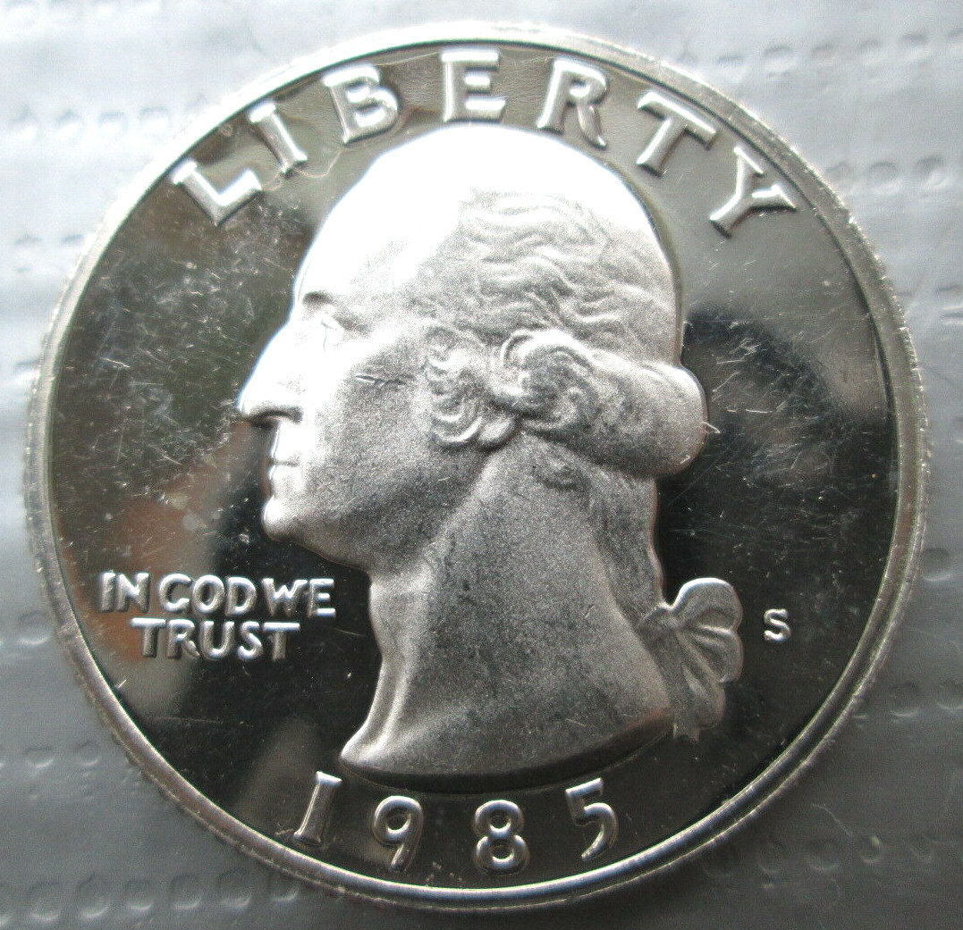 1985-S WASHINGTON PROOF in ABOUT UNCIRCULATED to MINT STATE condition