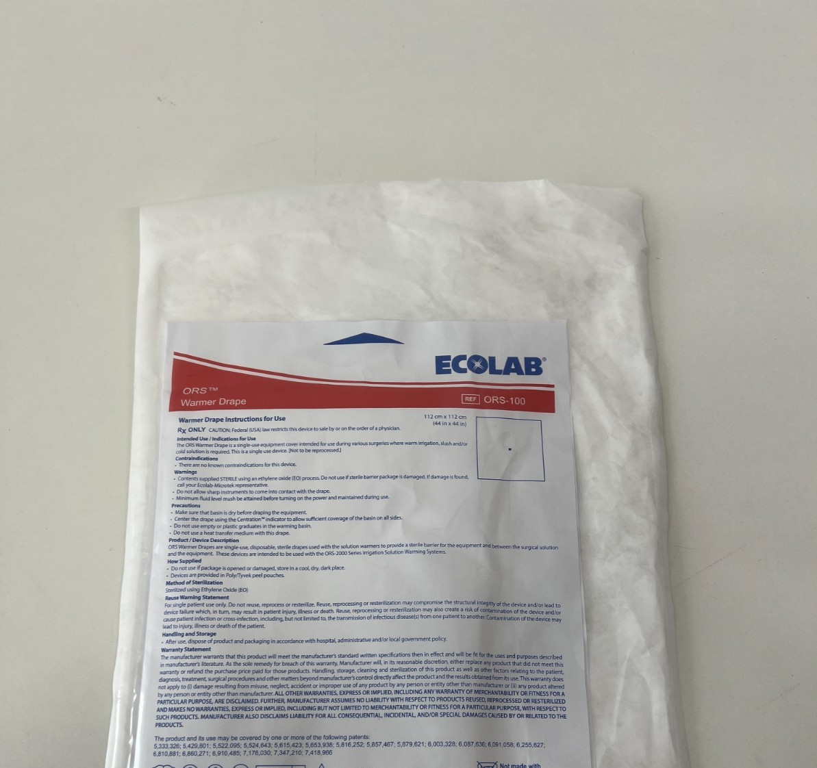 Lot of 2 Ecolab Drape ORS-100 Exp. 2028-05 & 2029-06  (*CC30/Q11)