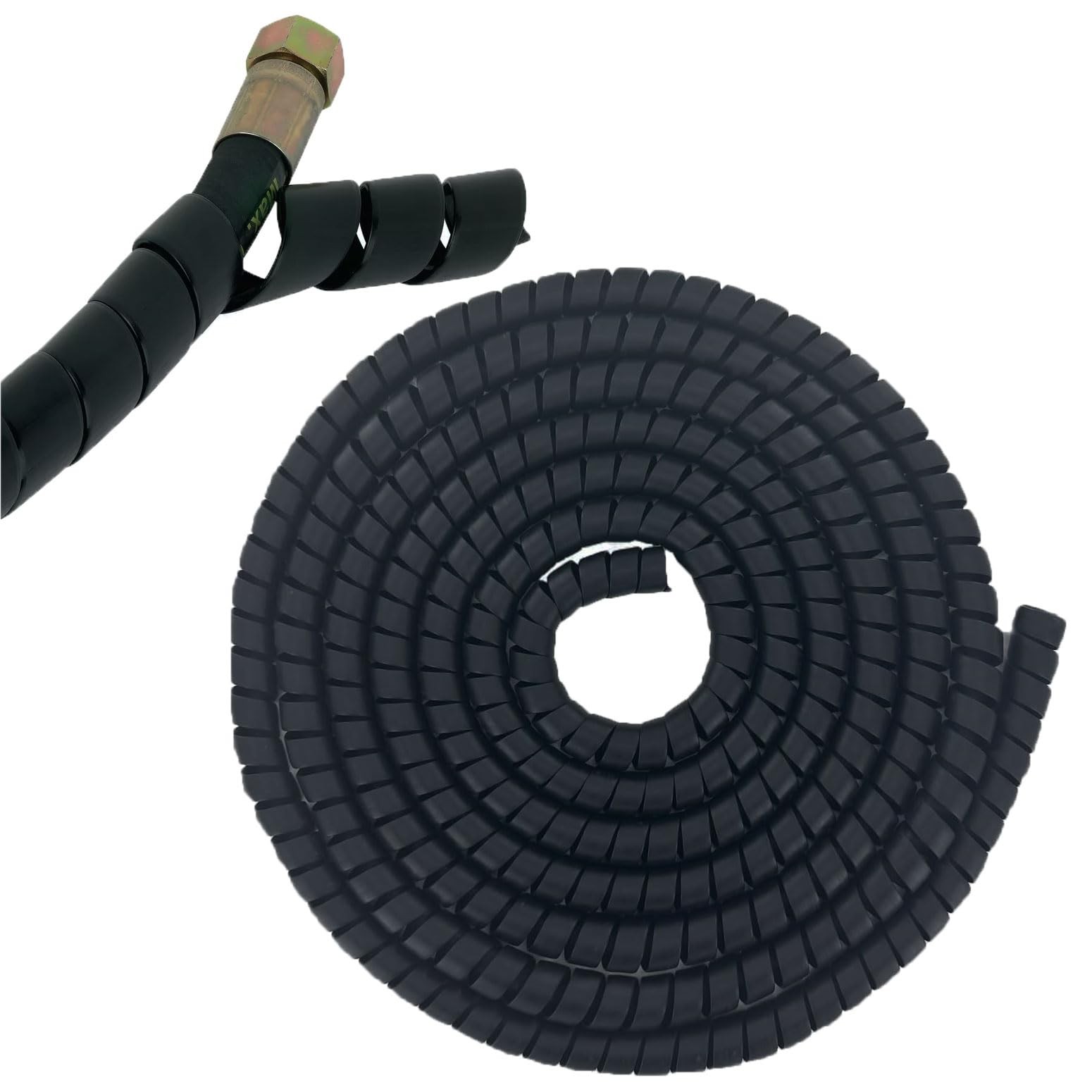 Spiral Wrap Cable Protector 1.25in OD x 10ft Black 1.25"OD 10FT Length,