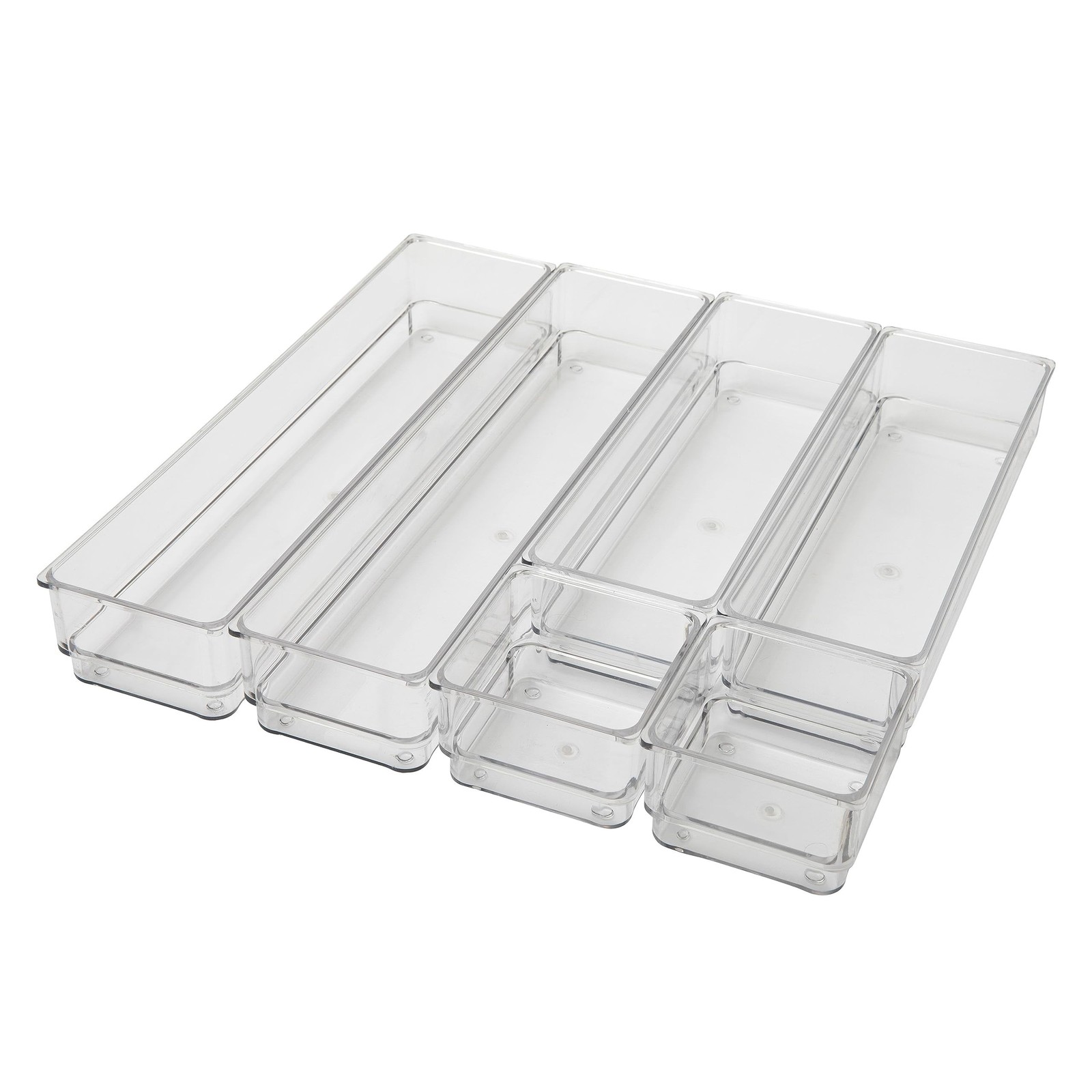 Martha Stewart Miles Stackable Desk Drawer Organizers, Clear, 6-Pack