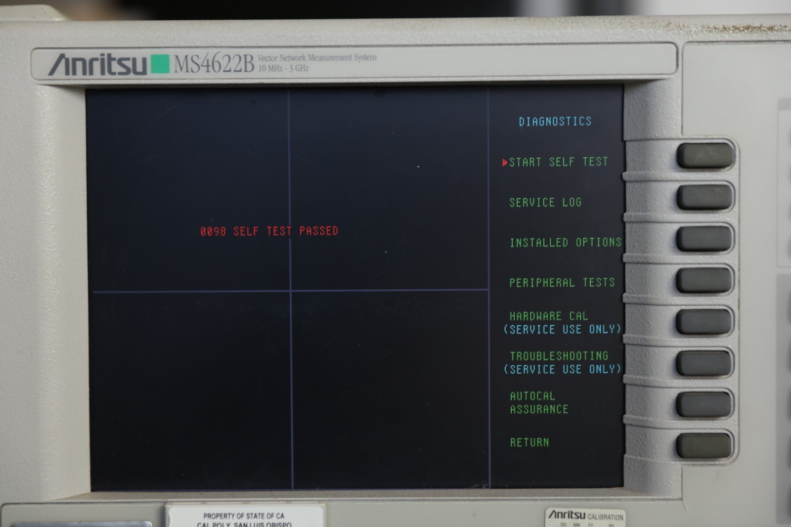 Anritsu MS4622B Network Analyzer Opt 2, 3A, 4, 8, 13 Passes Self Test As Is
