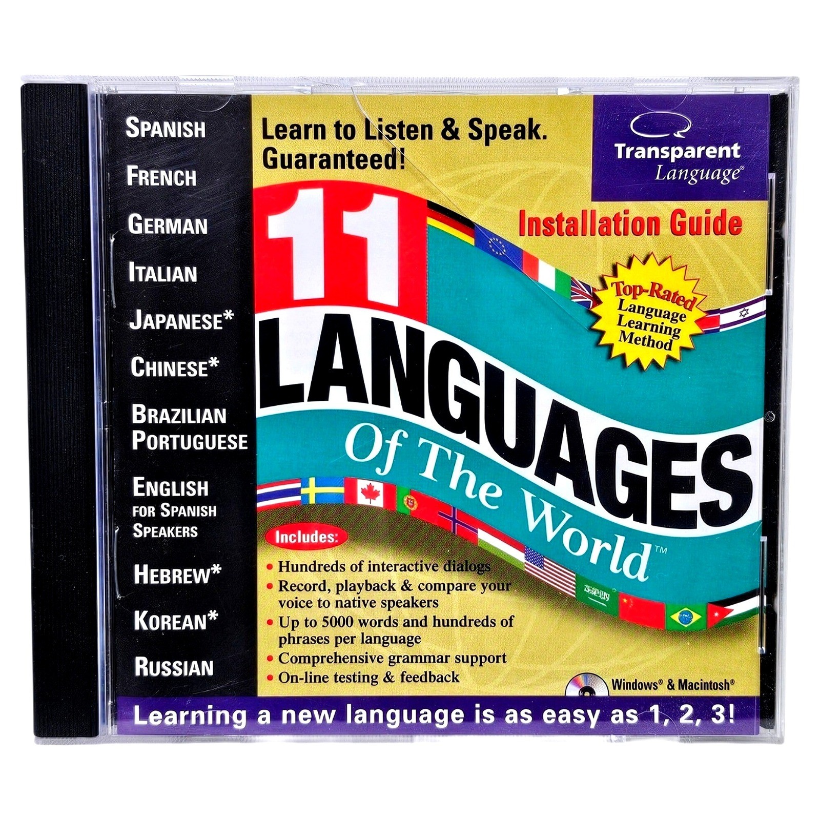Transparent 11 Languages of World PC Mac CD-ROM Software Spanish French EUC
