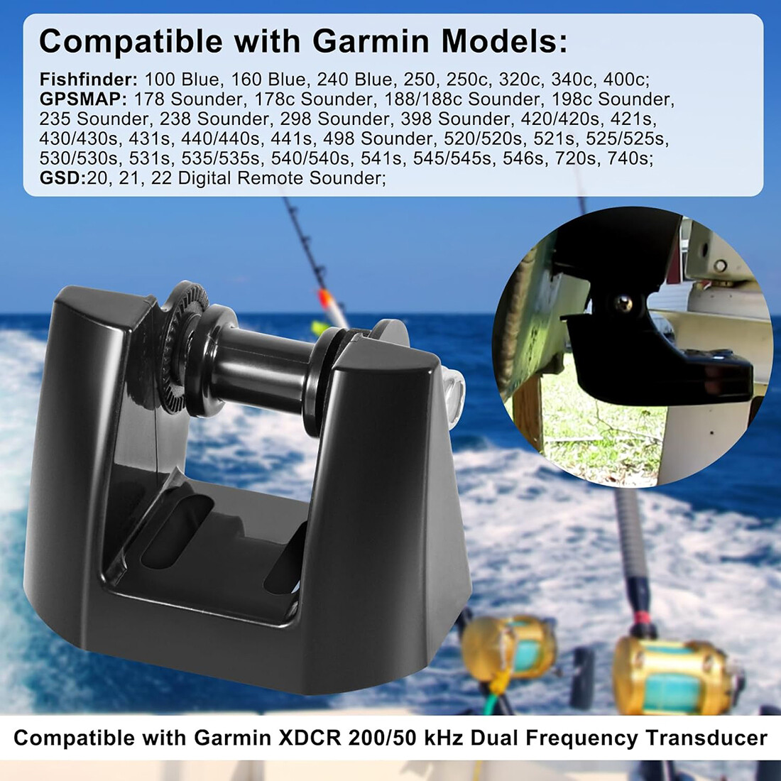 for Garmin Replacement Transom Transducer Mount Mounting Bracket 010-10272-00