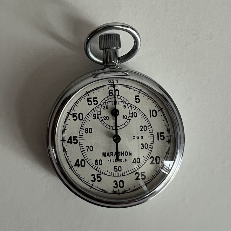 Vintage Marathon 15 Jewels Mechanical Stopwatch Timer, Swiss Made