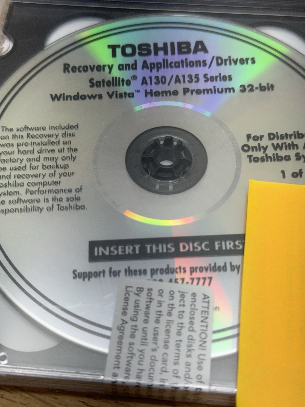 Toshiba Recovery Applications Drivers Satellite A130 A135 Vista Home Disc Sealed