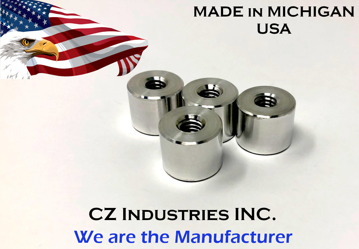5/16-18, 5/16 - 18 / 0.5" LONG 6061T6 ALUMINUM WELD ON BUNGS QTY: 4 / STAND-OFF
