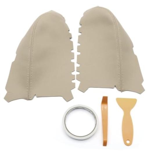 One Pair of Microfiber Leather Rear Door Armrest Cover Compatible with Beige