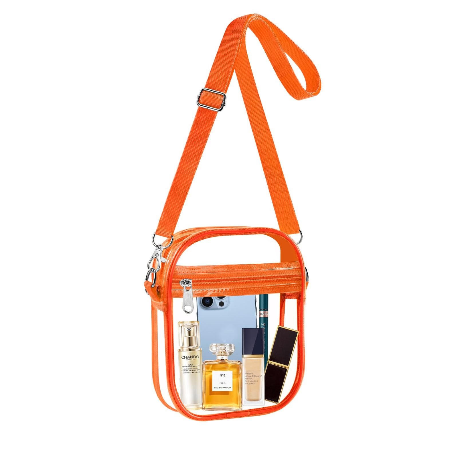 Fibrdoo Clear Crossbody Purse Bag, Clear Bag Stadium Approved with Front Pock...