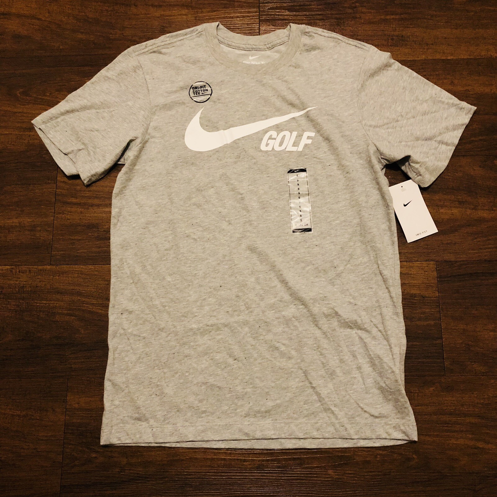 NEW Nike Dri-Fit Golf T-shirt Grey White Swoosh Men’s Size SMALL