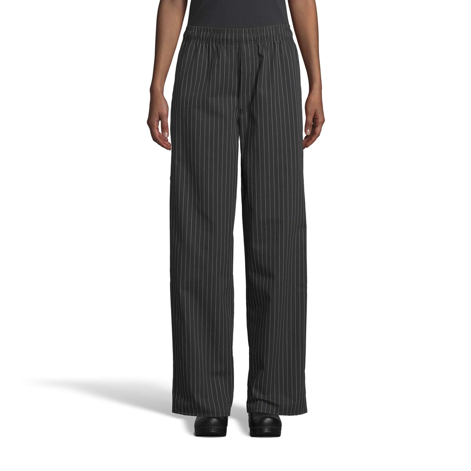 womens Yarn Dyed Baggy Chefs Pants, Pin Stripe, Medium US