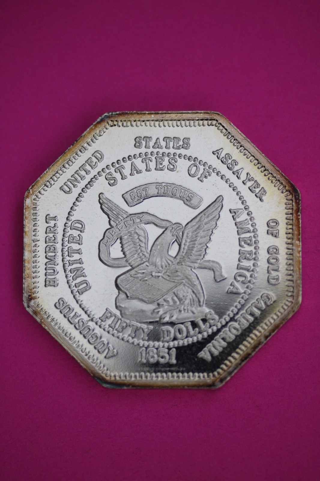Augustus Humbert Assayer Octaganal 1 oz 999 Silver Authentic USA Seller 3127