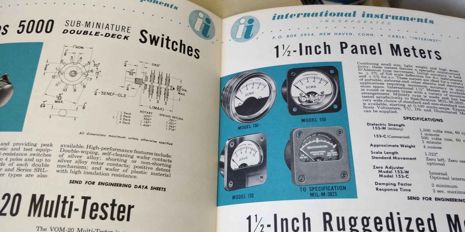 1950s International Instruments ~ Side Indicator Panel Meters ~ MINI Catalog