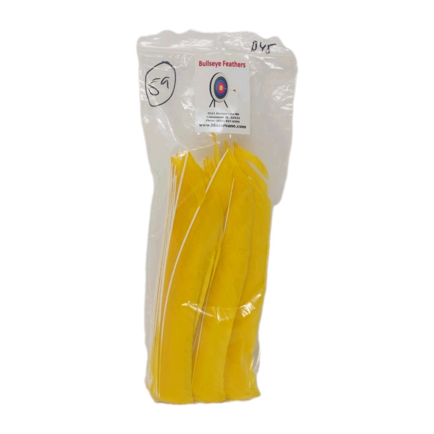 59 Count Bullseye Archery Arrow Feathers FULL LENGTH Right Wing: Sun Yellow