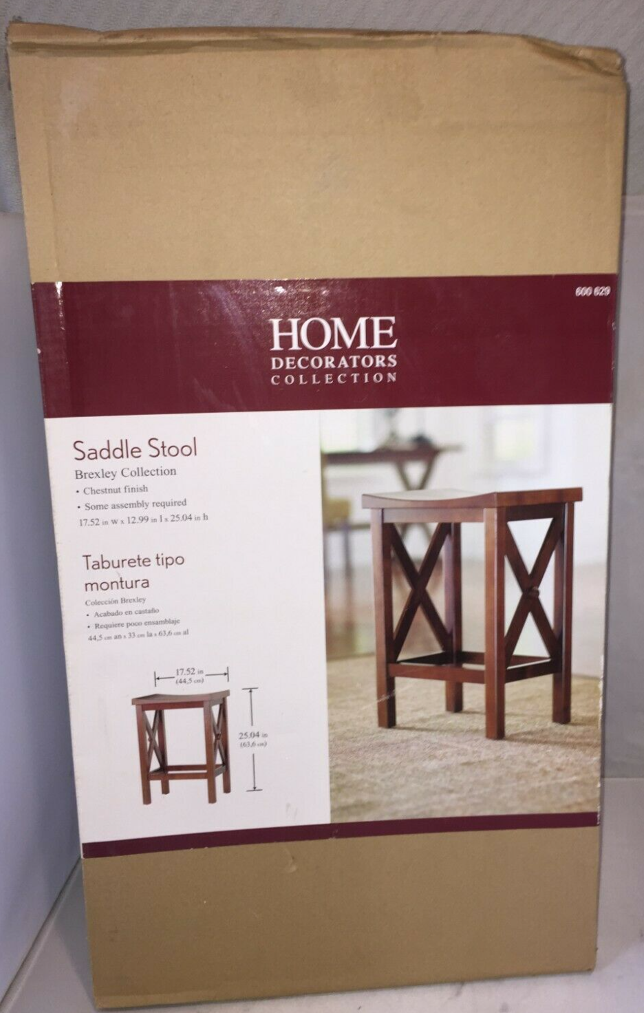 Home Decorators Collection Saddle Seat Counter Stool Chestnut Finish #600 629