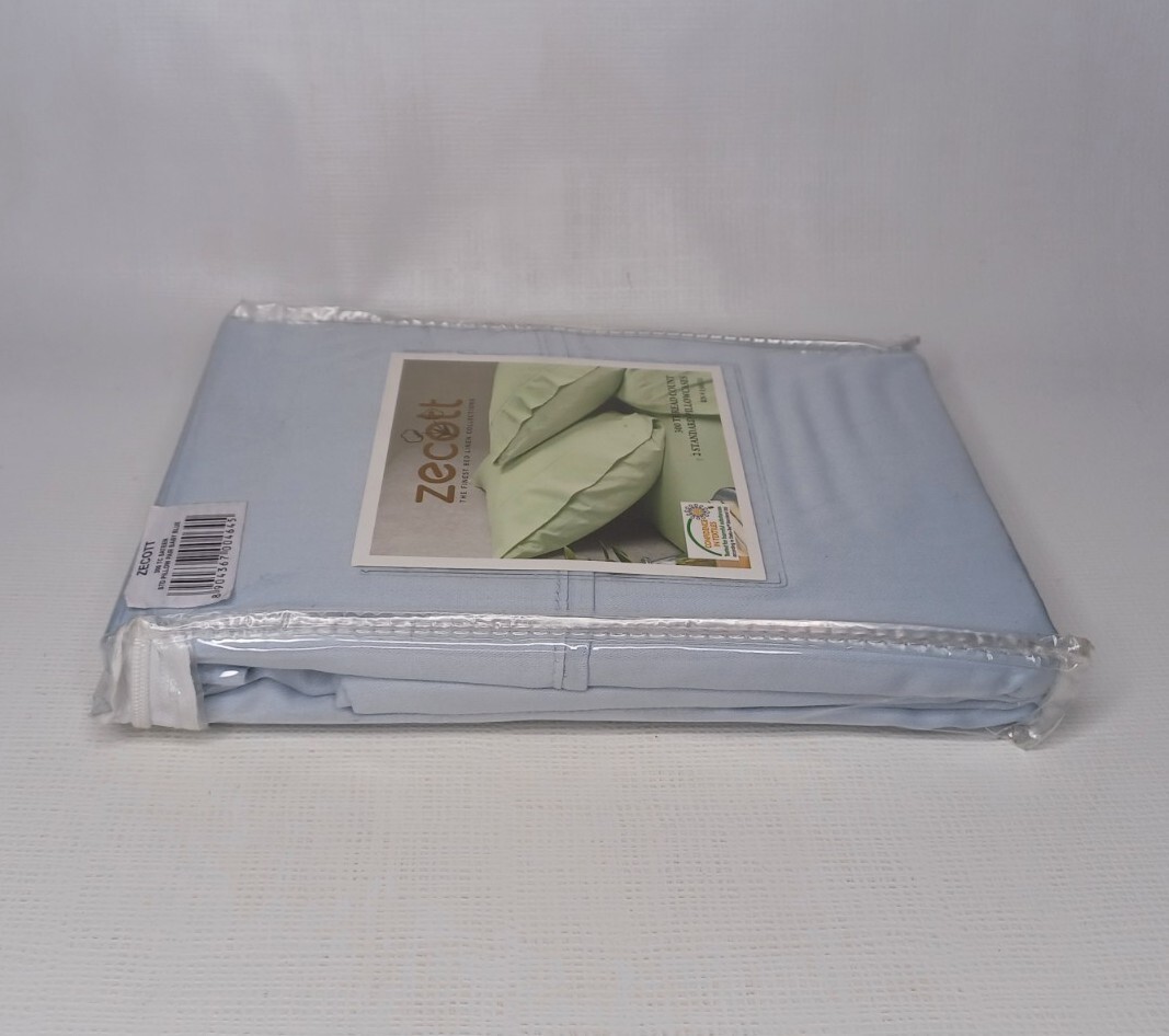 2 Standard Pillowcases 300 Thread Count Sateen Blue Pillowcase Set